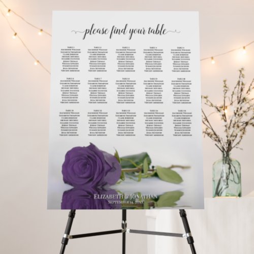Amethyst Rose 15 Table Wedding Seating Chart Foam Board