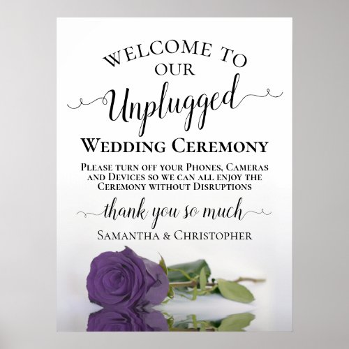 Amethyst Rose Elegant Unplugged Wedding Ceremony Poster