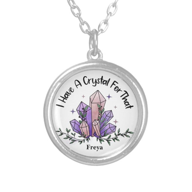 Amethyst Rose Quartz Crystal Silver Plated Necklace (Front)