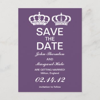 Amethyst Royal Couple Save The Date Announcement Postcard by RenImasa at Zazzle