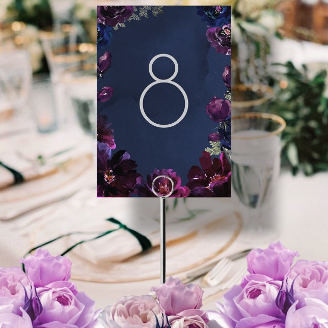 Amethyst Sapphire Navy Jewel Tone Wedding Floating Table Number (Creator Uploaded)