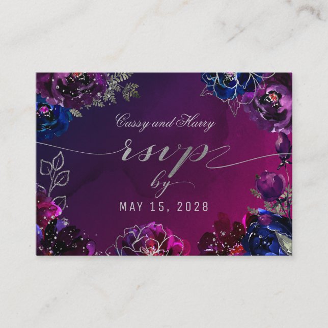 Amethyst Sapphire Ombr Jewel Tone Online RSVP Card (Front)