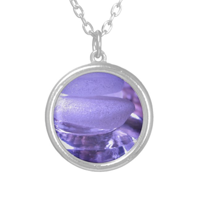 Amethyst Sea Glass Silver Plated Necklace (Front)