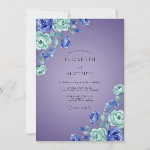 Amethyst Seafoam Peony Wedding Invitation