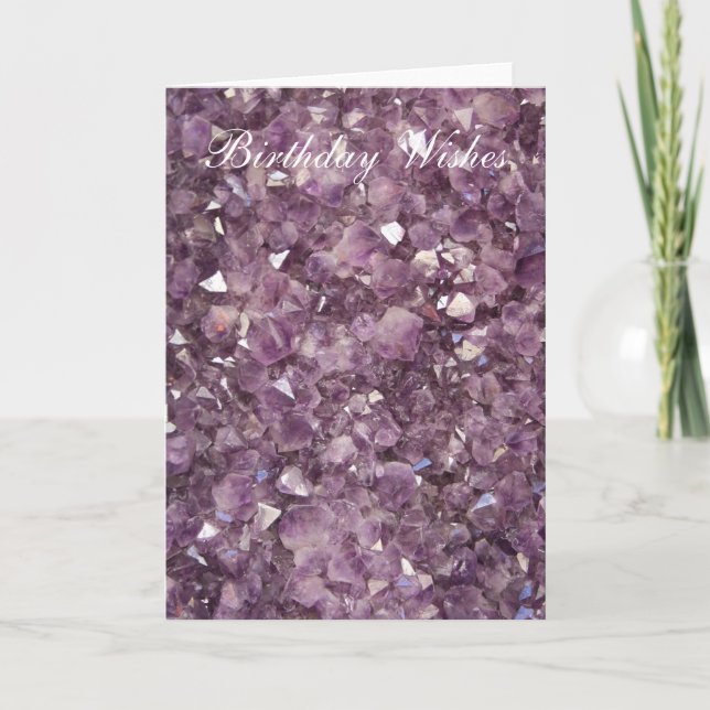 Amethyst Semi Precious Stone Birthday Wishes Card (Front)