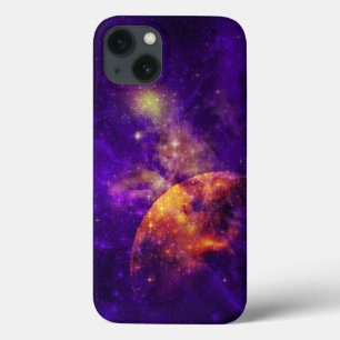 Amethyst Sky, Golden Planet n Nebula iPad Air iPhone 13 Case