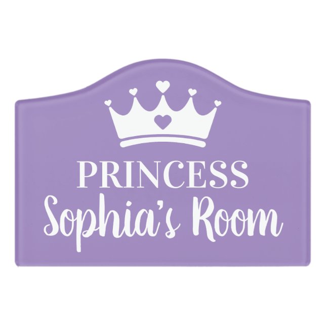 Amethyst Smoke Princess Crown Custom Girls Baby Door Sign (Small Crest Front)