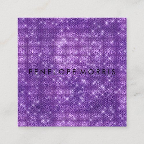 Amethyst Sparkle Glitter Beauty Stylist Square Business Card