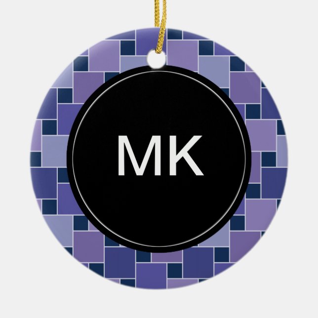 Amethyst Squares Ceramic Ornament (Front)