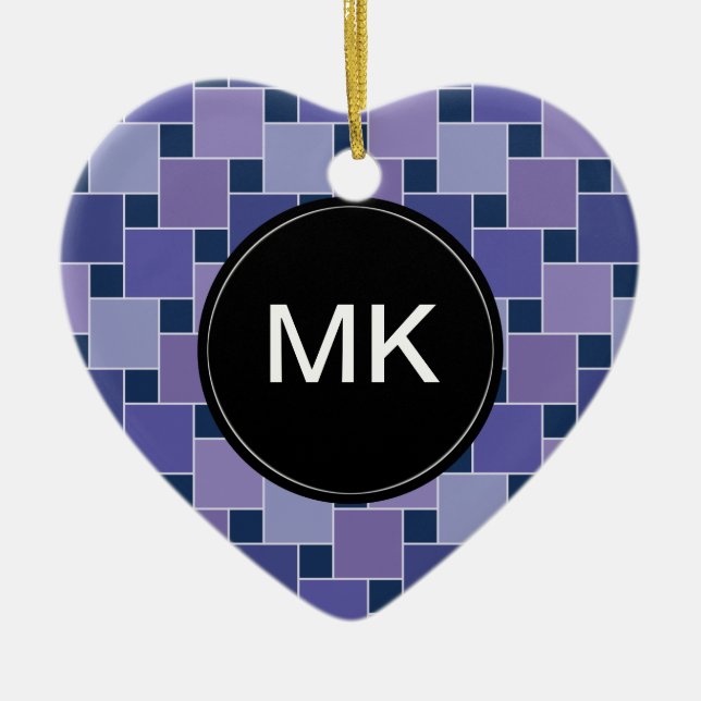 Amethyst Squares Ceramic Ornament (Front)