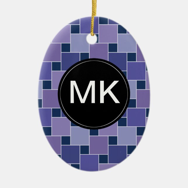 Amethyst Squares Ceramic Ornament (Front)