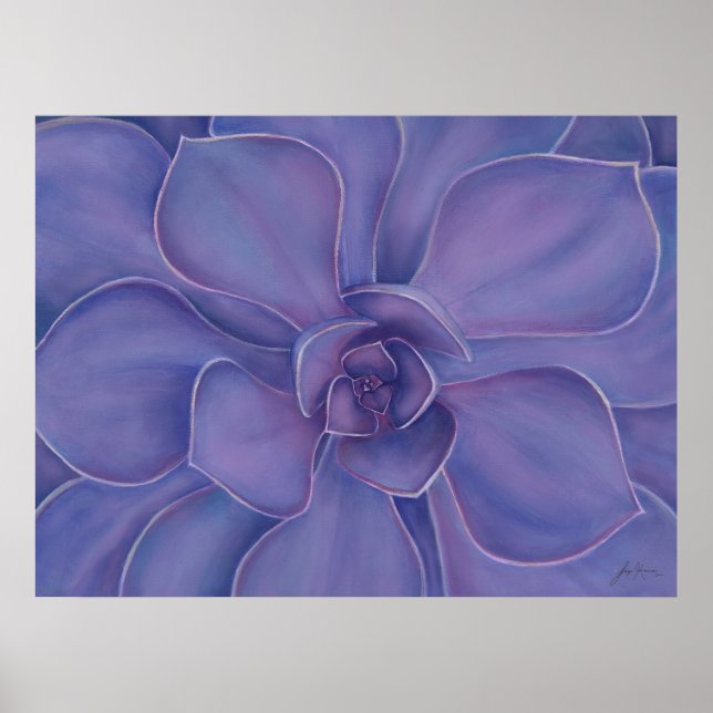 Amethyst Succulent Print | Purple Botanical Art (Front)