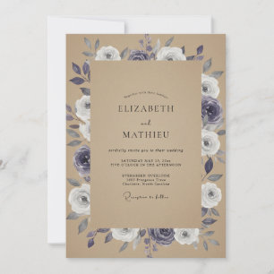 Amethyst Tan Rose Wedding Invitation