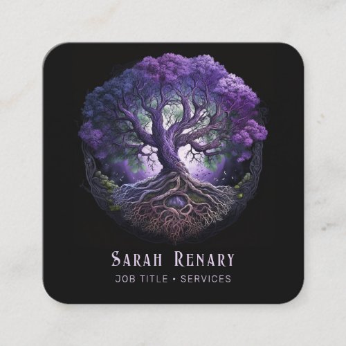 Amethyst Tree of Life Square Business Card