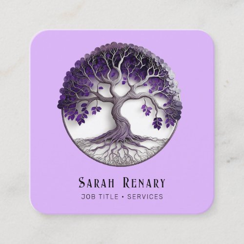 Amethyst Tree of Life Square Business Card