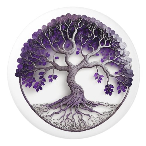 Amethyst Tree Of Life Yggdrasil Ceramic Knob