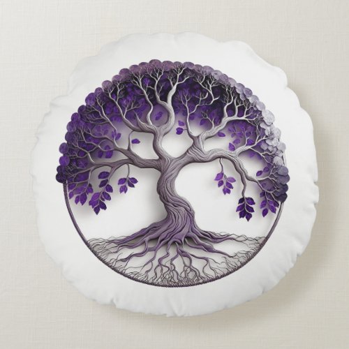 Amethyst Tree Of Life Yggdrasil Round Pillow