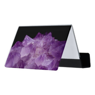 Amethyst Uncut Stones Desk Business Card Holder