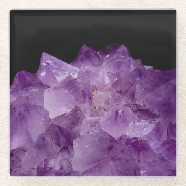 Amethyst Uncut Stones  Glass Coaster (Front)