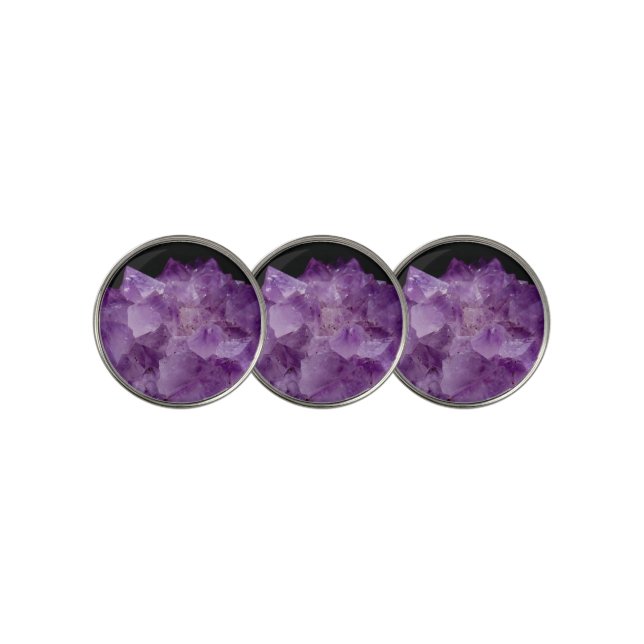Amethyst Uncut Stones  Golf Ball Marker (3 Up)