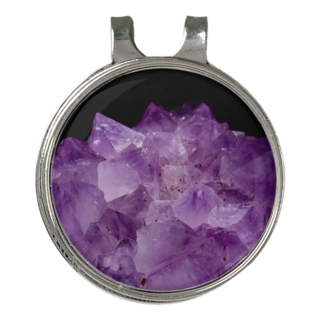 Amethyst Uncut Stones  Golf Hat Clip (Front)
