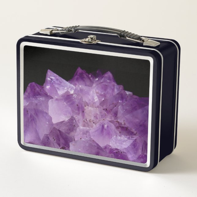 Amethyst Uncut Stones  Metal Lunch Box (Front)