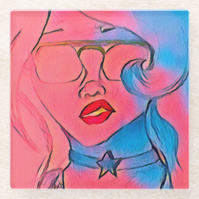 Amethyst Vibes Glass Coaster (Front)