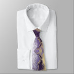 Amethyst Violet & Gold Wedding Neck Tie<br><div class="desc">Wedding neck ties this one featuring a violet purple and gold mixed media artwork painting.</div>