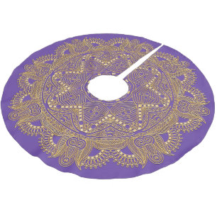 Amethyst Violet Purple Mandala Star Art Pattern Brushed Polyester Tree Skirt