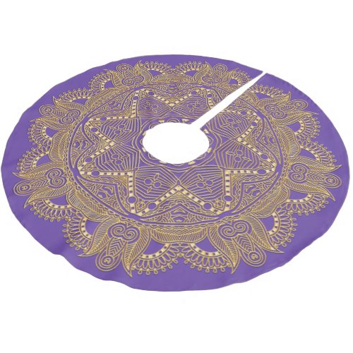 Amethyst Violet Purple Mandala Star Art Pattern Brushed Polyester Tree Skirt
