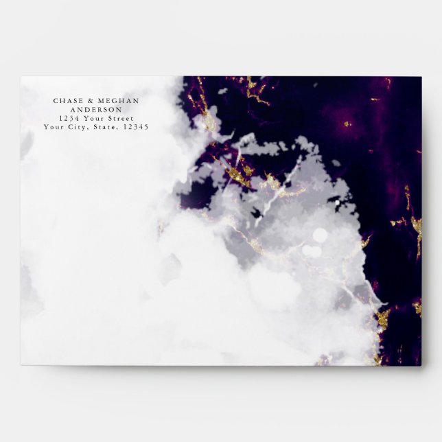 Amethyst Watercolor Geode BarefootBride™ Envelope (Front)