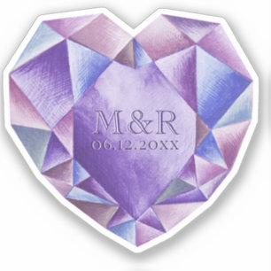 Amethyst Watercolor Heart 33rd Wedding Anniversary Sticker