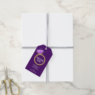 Amethyst wedding anniversary ring thank you favor gift tags