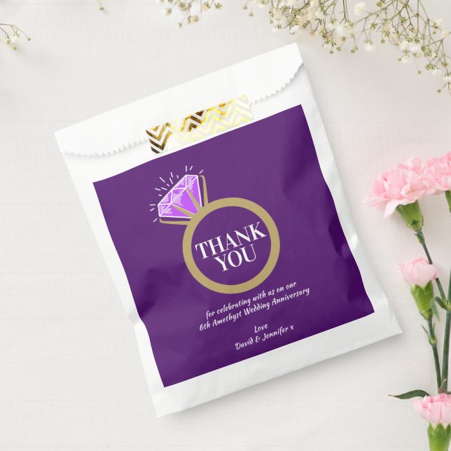 Amethyst wedding anniversary ring thank you purple favor bag (Sealed)