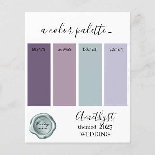 Amethyst Wedding colors Palette Card 2023