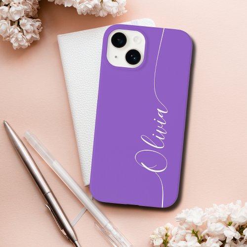 Amethyst White Elegant Calligraphy Script Name Case_Mate iPhone 14 Case