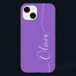 Amethyst White Elegant Calligraphy Script Name Case-Mate iPhone 14 Case<br><div class="desc">Amethyst Elegant White Calligraphy Script Custom Personalized Name iPhone 14 Smart Phone Cases features a modern and trendy simple and stylish design with your personalized name in elegant hand written calligraphy script typography on a amethyst background. Designed by ©Evco Studio www.zazzle.com/store/evcostudio</div>