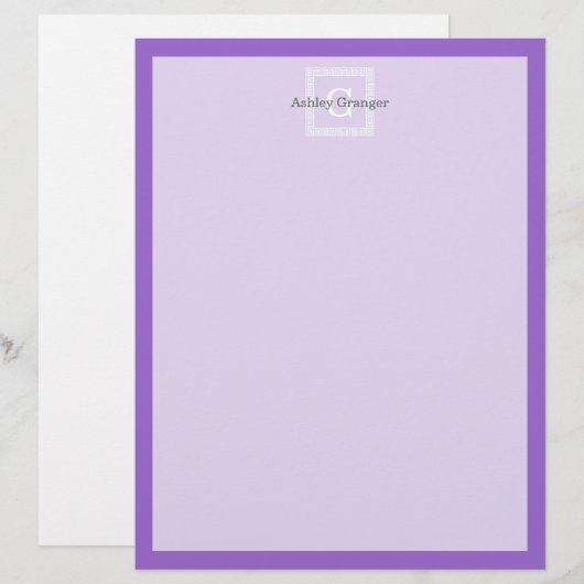 Amethyst, White Greek Key #1 Framed Monogram (Front/Back)