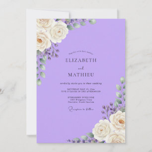 Amethyst White Petal Wedding Invitation