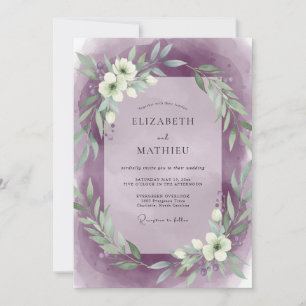 Amethyst White Wreath Wedding Invitation