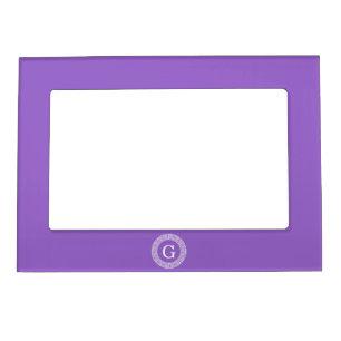 Amethyst Wht Greek Key Rnd Frame Initial Monogram