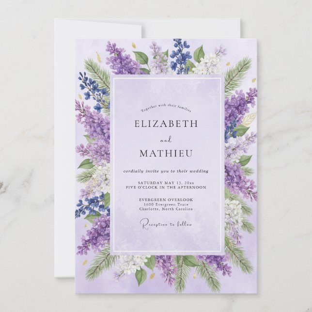 Amethyst Wisteria Wedding Invitation (Front)