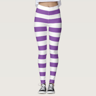 Améthyste and white color horizontal striped leggings
