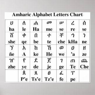 Amharic Alphabet Letters Chart - 33 Degree Poster