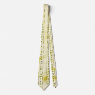 Amharic Fidel on Vintage Parchment Neck Tie