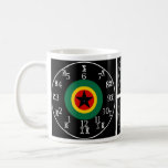 Amharic Numbers &amp; Time Ethiopian Black Star Clock Coffee Mug