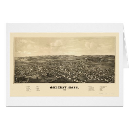 Amherst, MA Panoramic Map - 1886 Cards (Front Horizontal)
