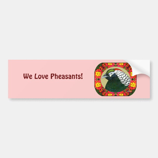 Amherst Pheasant and Flowers Bumper Sticker (Front)