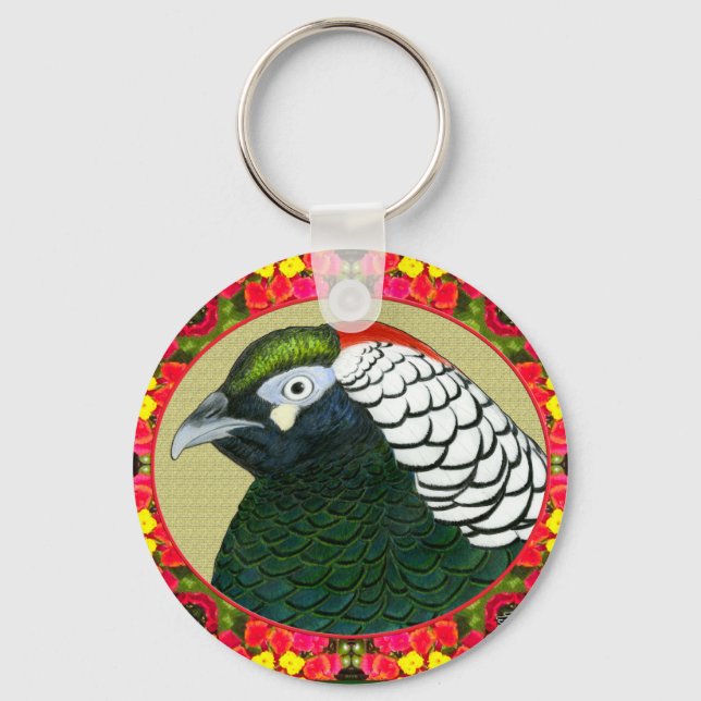 Amherst Pheasant and Flowers Keychain (Front)