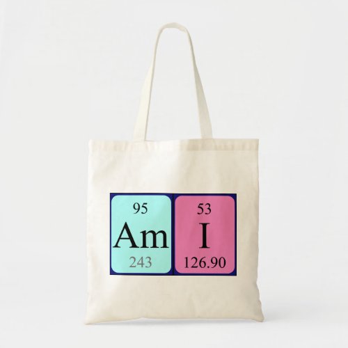 Ami periodic table name tote bag